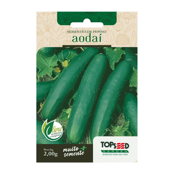 Sementes de Pepino Aodai Tradicional Topseed Garden Único