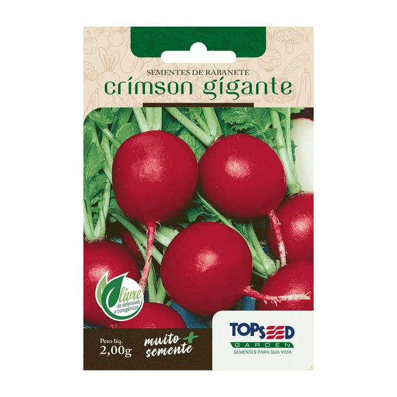 Sementes de Rabanete Crimson Gigante Tradicional Topseed Garden Único