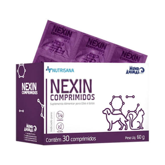 Suplemento Alimentar Nexin para Cães e Gatos Nutrisana 30 Comprimidos