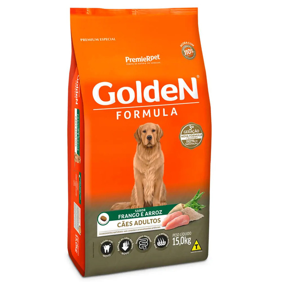 Ração Golden Fórmula Cães Adultos Frango e Arroz 15 kg