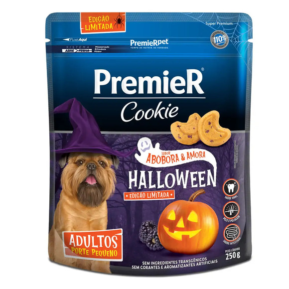 Cookie Premier Halloween Cães Adultos Porte Pequeno Abóbora e Amora 250g