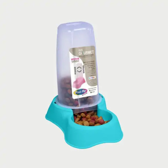 Comedouro Plast Pet Flex Gourmet Azul Tiffany P