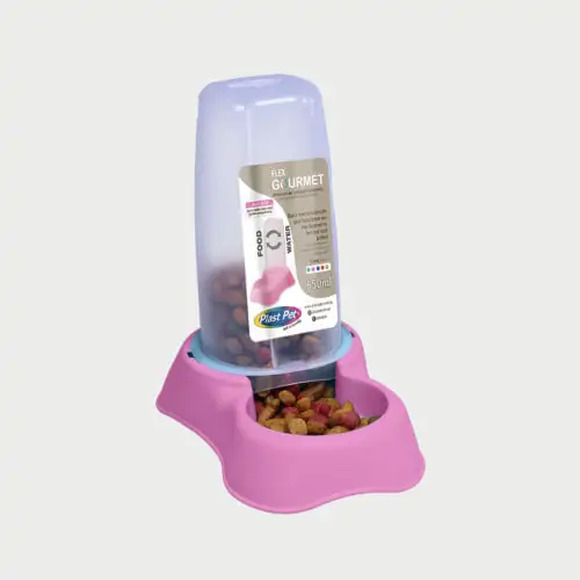 Comedouro Plast Pet Flex Gourmet Rosa P