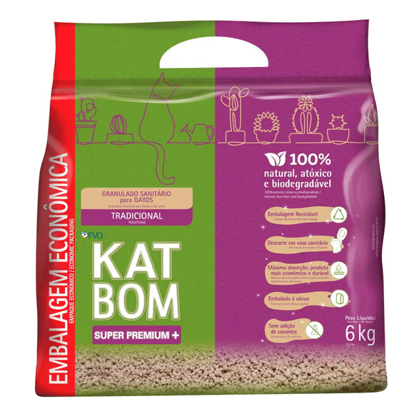 Areia para Gato Katbom Natural Granulado Higiênico 6 kg