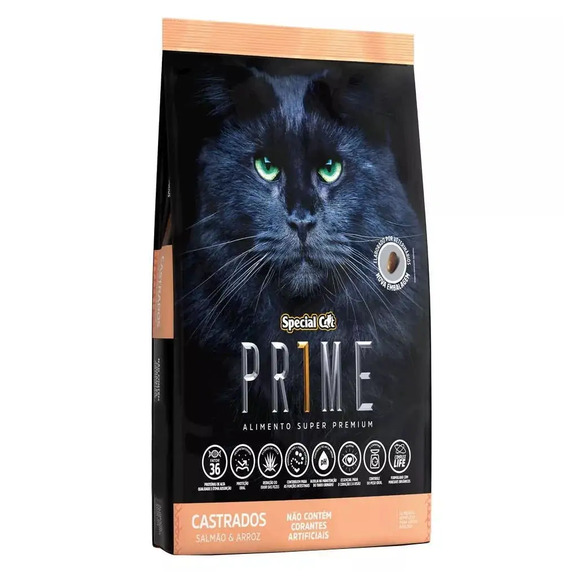 Ração Gato Special Cat Prime Castrados Salmão E Arroz 10,1 Kg