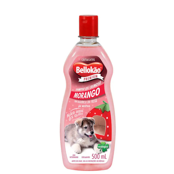 Shampoo para Cães e Gatos Morango Bellokão 500 ml