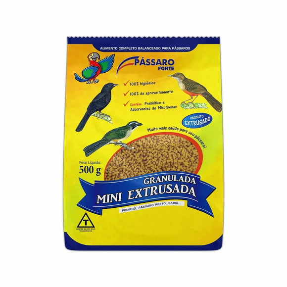 Ração Granulada Fina Mini Extrusada Pássaro Forte 500 g