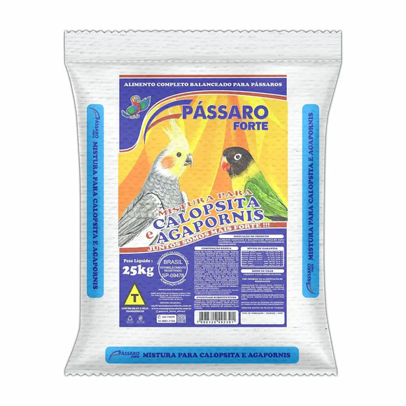 Mistura para Calopsita e Agapornes Pássaro Forte 25 kg