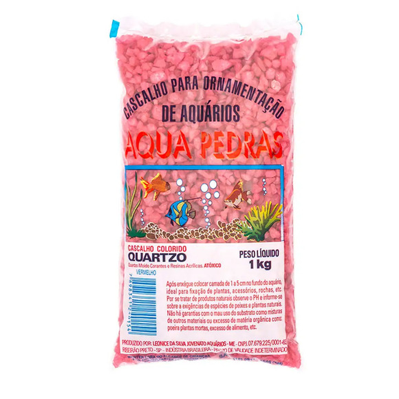 Cascalho para Aquário Quartzo Nº 2 Aqua Pedras Vermelho 1 kg