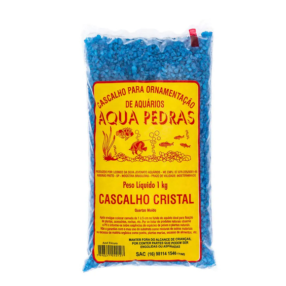 Cascalho para Aquário Quartzo Nº 2 Aqua Pedras Azul 1 kg