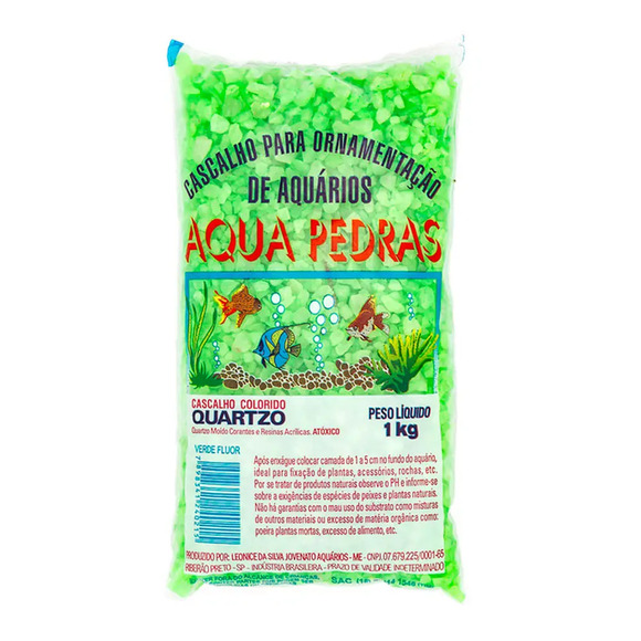 Cascalho para Aquário Quartzo Nº 2 Aqua Pedras Verde Flúor 1 kg