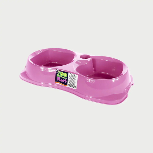 Comedouro Plast Pet Duplo Zooplast Rosa P