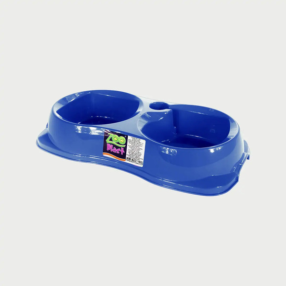 Comedouro Plast Pet Duplo Zooplast Azul Tiffany G