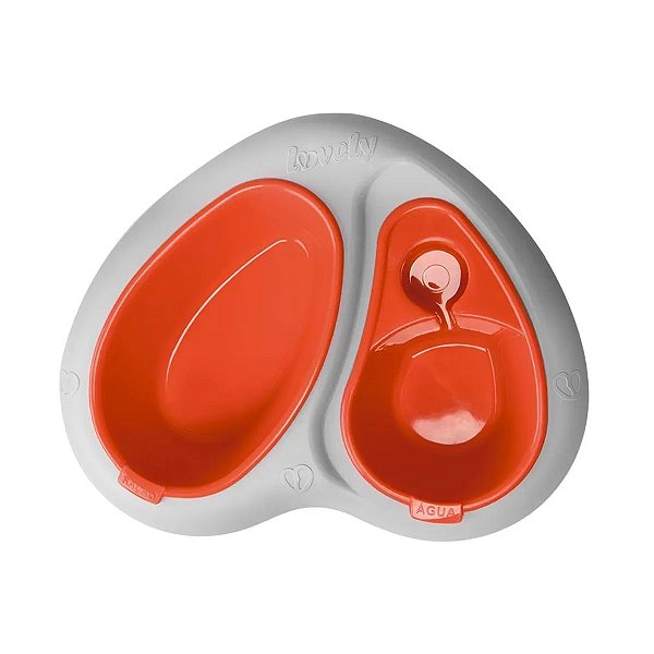Comedouro Duplo Lovely Pet Vermelho Plast Pet M