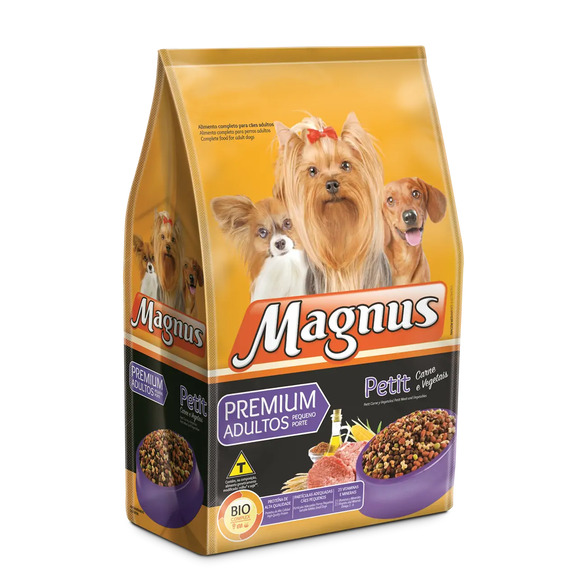 Ração Premium para Cães Adultos Raças Pequenas Carne e Vegetais Magnus 1kg