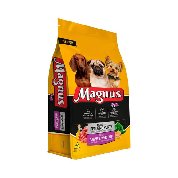 Ração Premium para Cães Adultos Raças Pequenas Carne e Vegetais Magnus 10,1kg