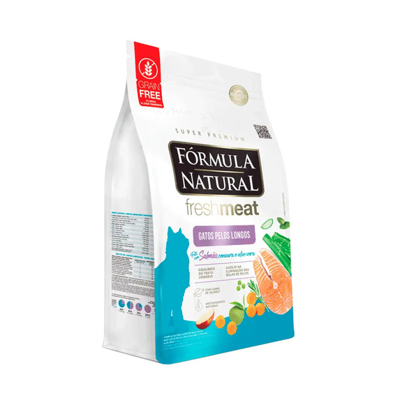 Ração Fórmula Natural Fresh Meat Gatos Adultos Pelo Longo Salmão 7 kg pac. Indiv. de 500g