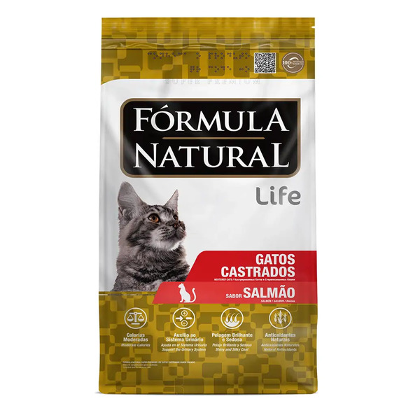 Ração Fórmula Natural Life Gatos Castrados Salmão 7 kg