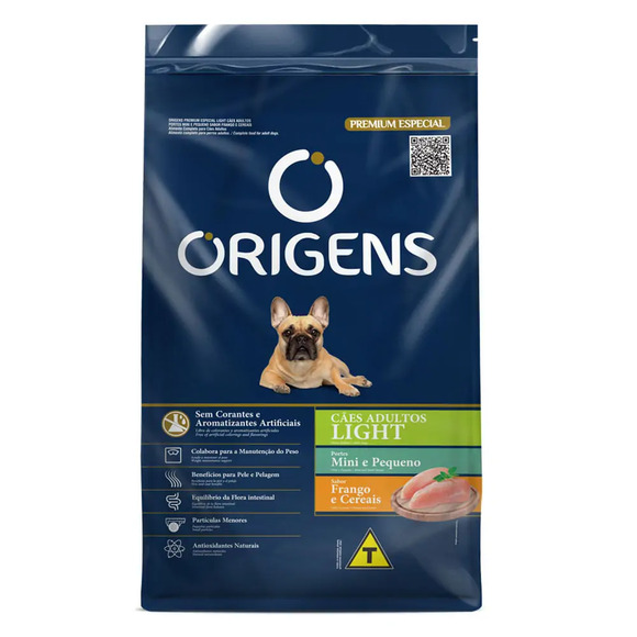 Ração Origens Light Cães Adultos Porte Mini e Pequeno Frango e Cereais 10,1kg