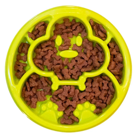 Comedouro Lento Cães Design Cachorrinho Verde Único