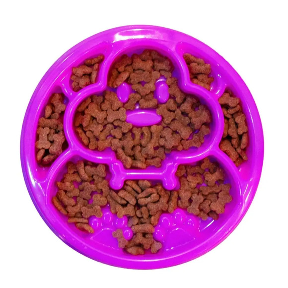 Comedouro Lento Cães Design Cachorrinho Lilás Único