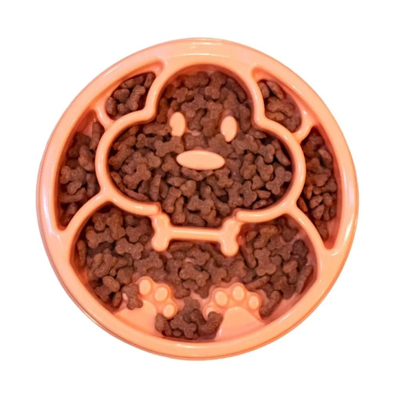 Comedouro Lento Cães Design Cachorrinho Salmão Único