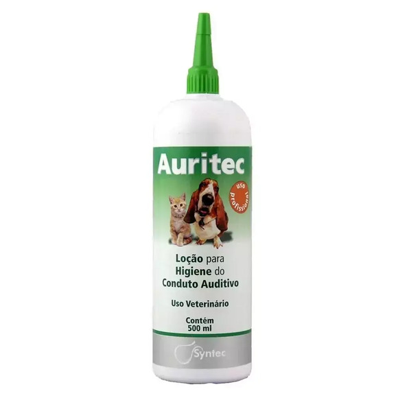 Loção para higiene auditiva cães e gatos Auritec 500ml