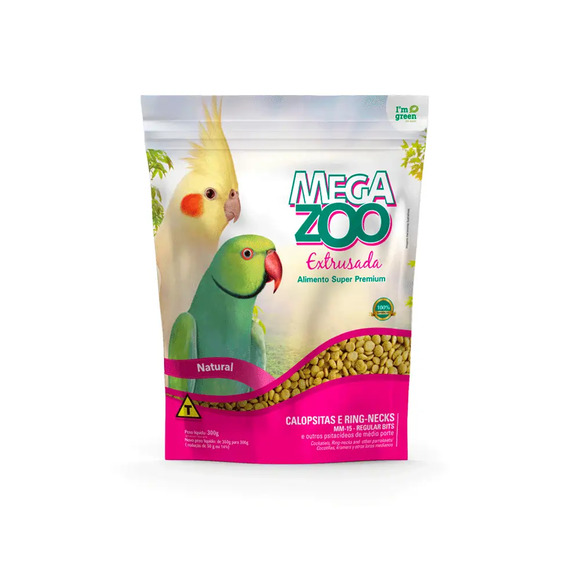 Ração Extrusada Megazoo para Calopsitas e Ring Necks MM15 300 g