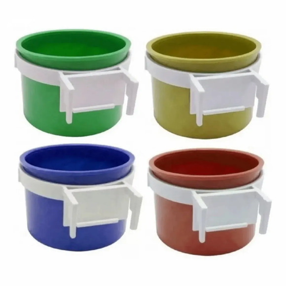 Kit de Canecas Bebedouro Para Pássaros Com Alça Plástica 190ml 4 unidades