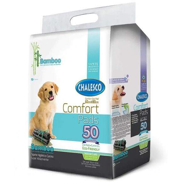 Tapete Higiênico Bamboo Ecológico 60X80Cm Chalesco Cães 50 Unidades