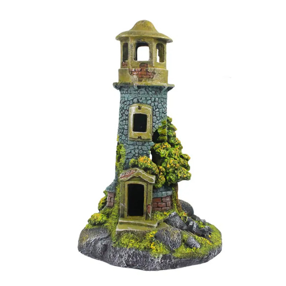 Toca Enfeite em Resina Farol Ruína Para Decoração De Terrários Único