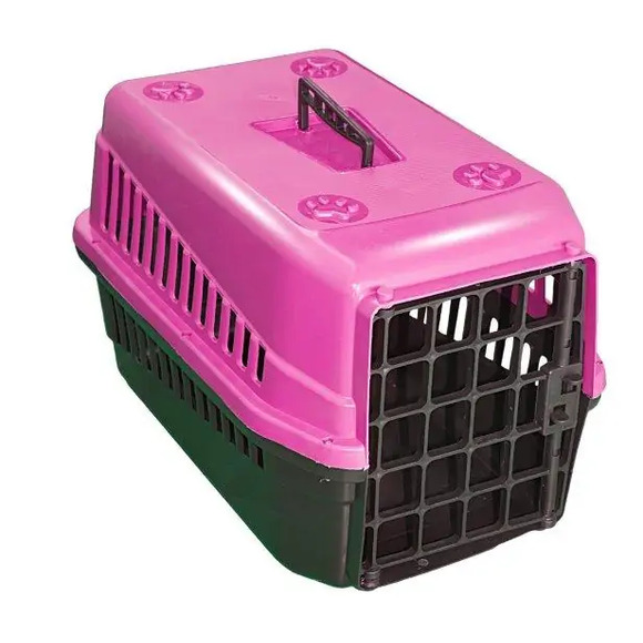 Caixa De Transporte Para Cães E Gatos Grande Rosa N. 03