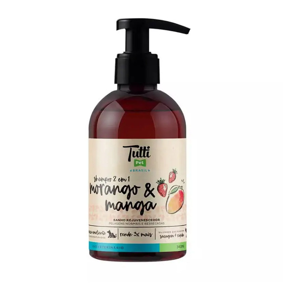 Shampoo Tutti Pet 2 em 1 - Morango com Manga 340ml
