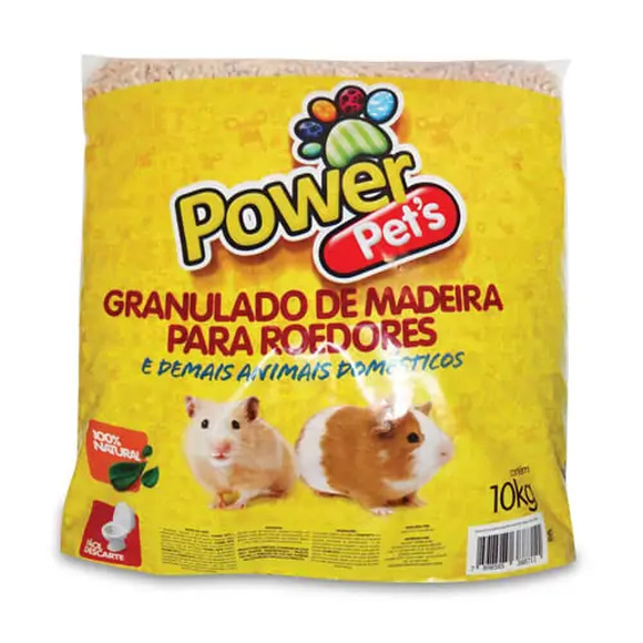 Granulado De Madeira Power Pets Para Roedores Em Geral 10 Kg