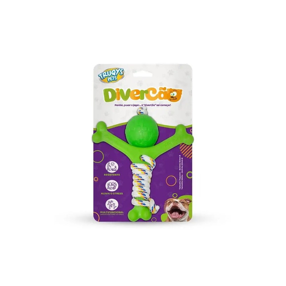 Brinquedo Mordedor Cabo de Guerra Divercão Verde M - Truqys