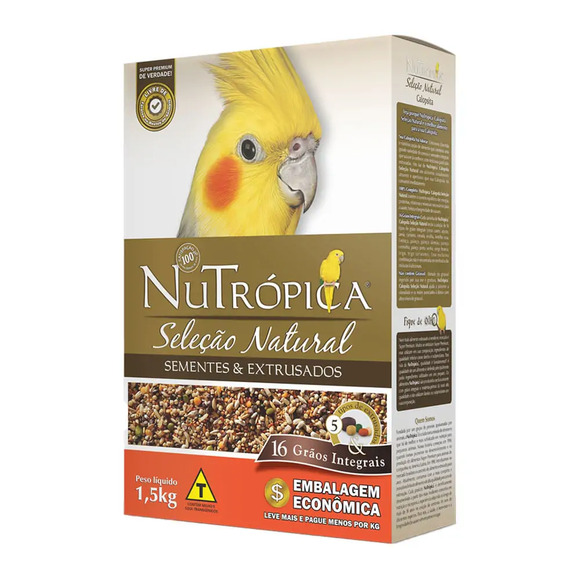 Ração Nutrópica Sementes e Extrusados Natural para Calopsitas 1,5 kg