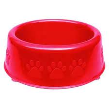 Comedouro Plastico Patinhas Pequeno Vermelho 110 ml