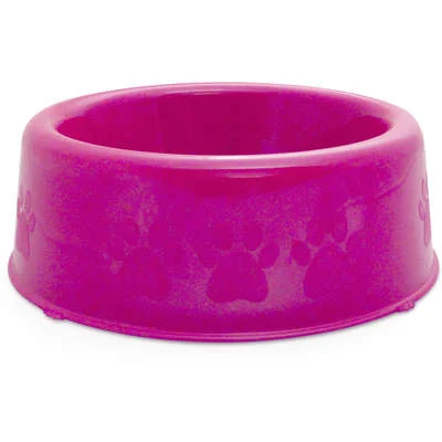 Comedouro Plastico Patinhas Pequeno Rosa 110 ml