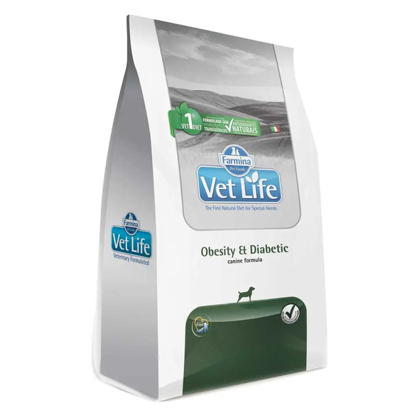 Ração Vet Life Natural Obesity e Diabetic Cães Adultos Obesidade e Diabetes 2 kg