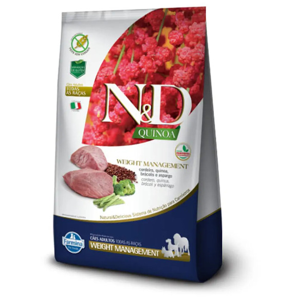 Ração N&D Quinoa Cães Adultos Weight Cordeiro 2,5kg