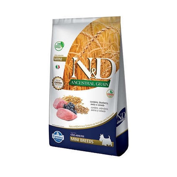Ração N&D Ancestral Grain Cães Adultos Mini Cordeiro 800 g