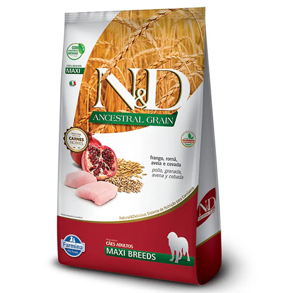 Ração N&D Ancestral Grain Cães Adultos Maxi Frango 10,1 kg