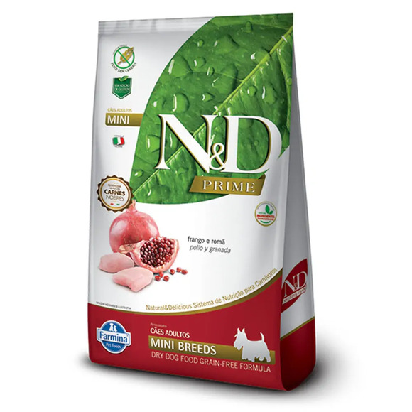 Ração N&D Prime Cães Adultos Mini Frango e Romã 10,1 kg