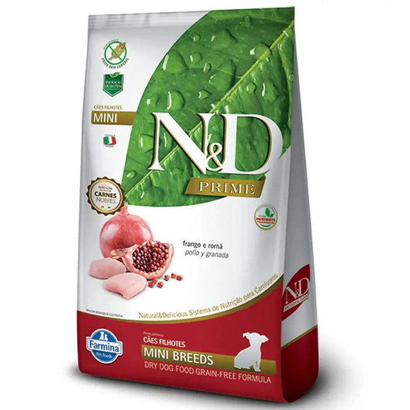 Ração N&D Prime Cães Puppy Mini Frango e Romã 800 g