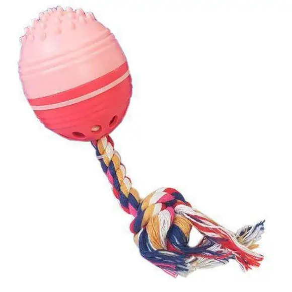 Bola Sonora Com Corda Para Cães Rosa P