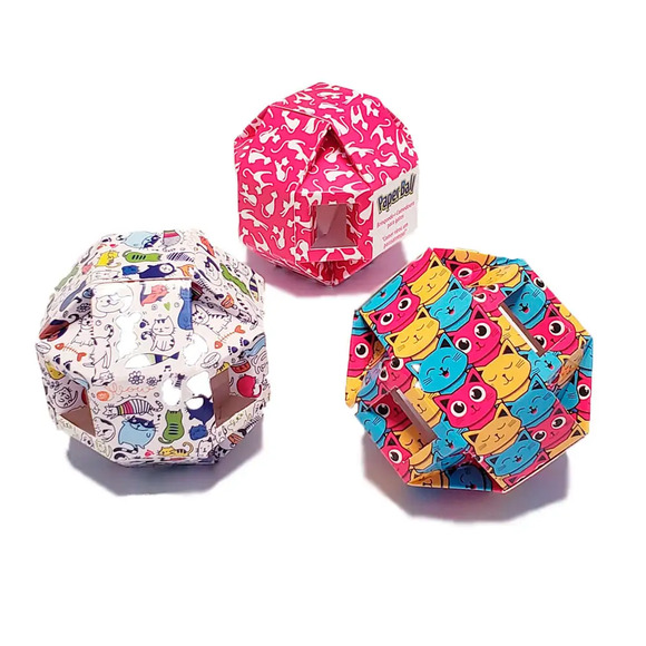 Brinquedo Dispenser para Ração Paper Balls Pet Games 3 unidades