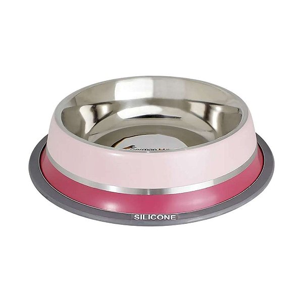 Comedouro Inox Duas Cores Dual Rosa P