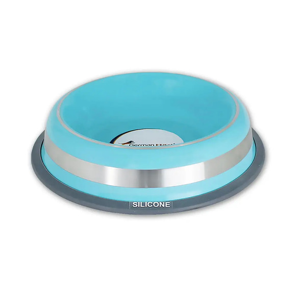 Comedouro Inox para Cães com Silicone Prestige Azul German Hart 475ml