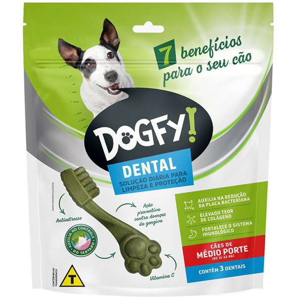 Snack Dental Dogfy Original M com 3 Unidades