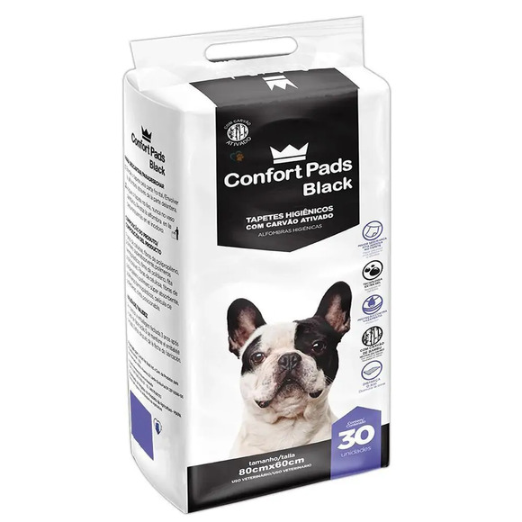Tapete Higiênico Confort Pads Black 80x60 30 unidades